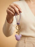 Pink rhinestone heart with pale blue loop Keychain | KCIN26
