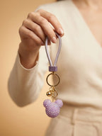 Pink rhinestone heart with pale blue loop Keychain | KCIN26