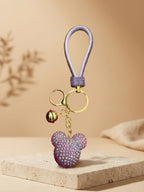 Pink rhinestone heart with pale blue loop Keychain | KCIN26