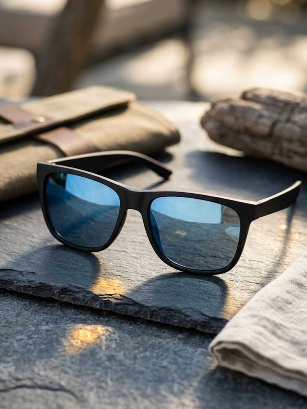 Matte Black Square Wayfarer Sunglasses with Cool Grey Lenses