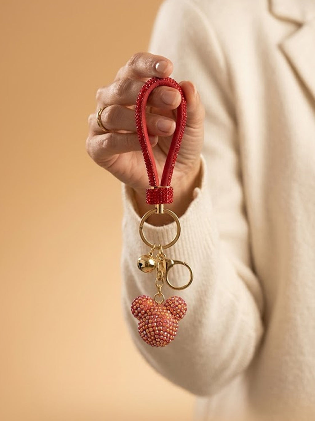 Pink heart charm with red loop Keychain | KCIN32