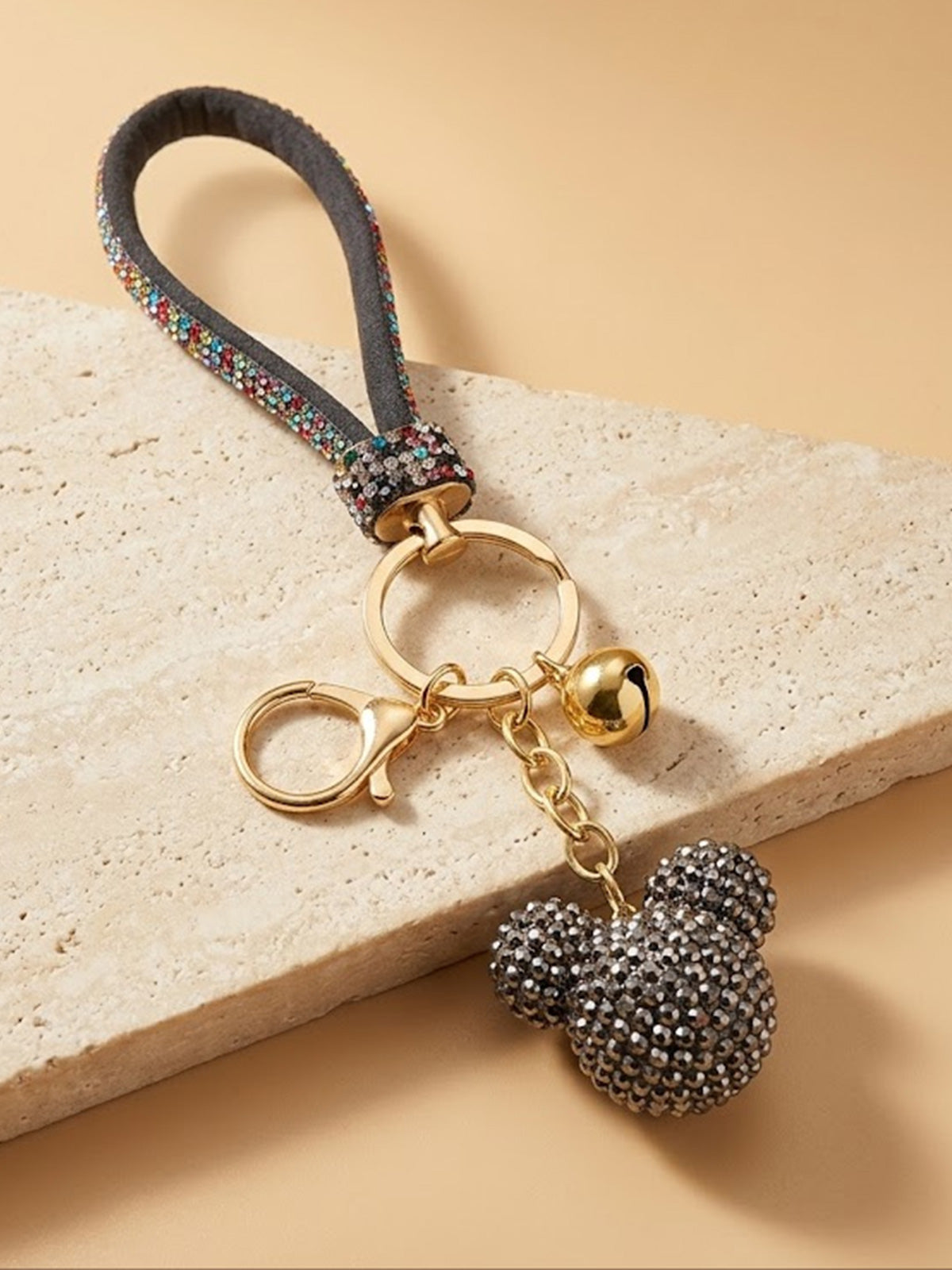 Black and silver beaded ball with dark loop Keychain | KCIN33