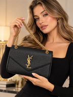 Black Chain-Detail Shoulder Bag | BAGZZ011