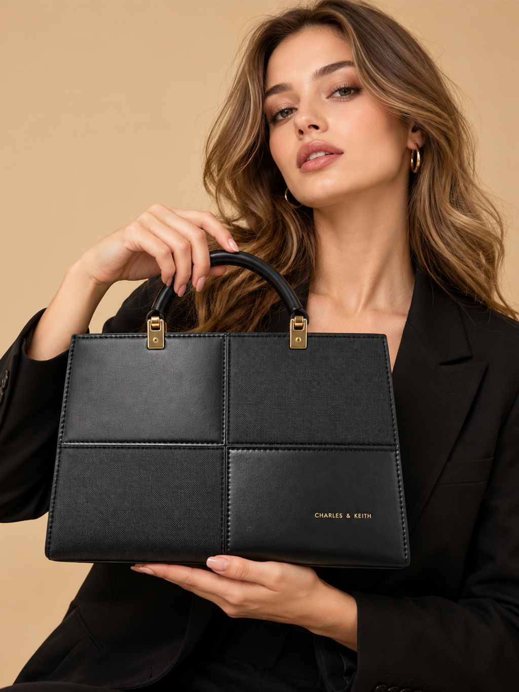 Black Structured Work Tote | BAGWZ008