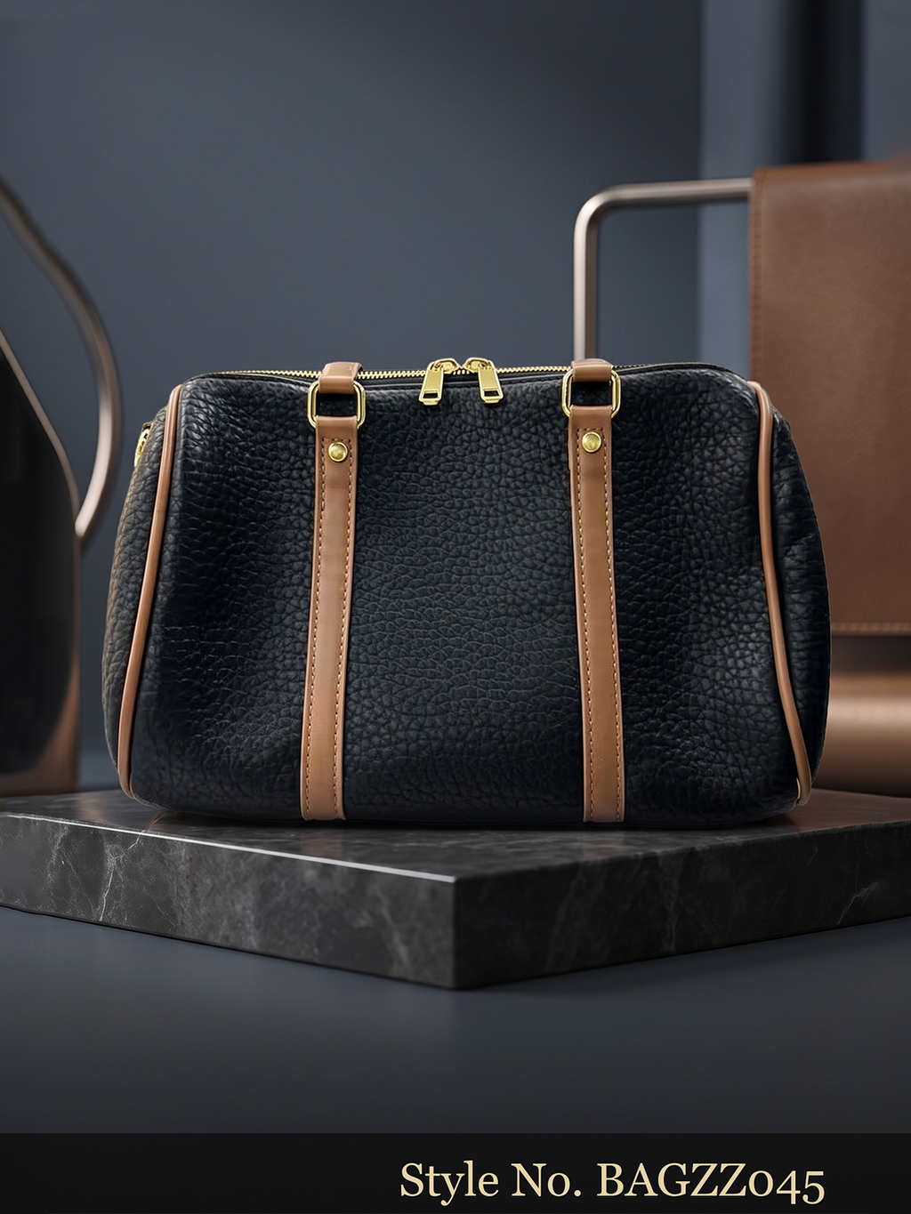 Black and Brown Structured Tote | BAGZZ045