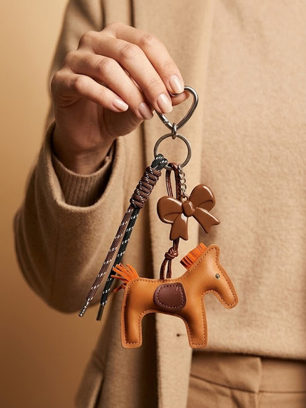Horse figure charm with braided cords Keychain | KCIN58