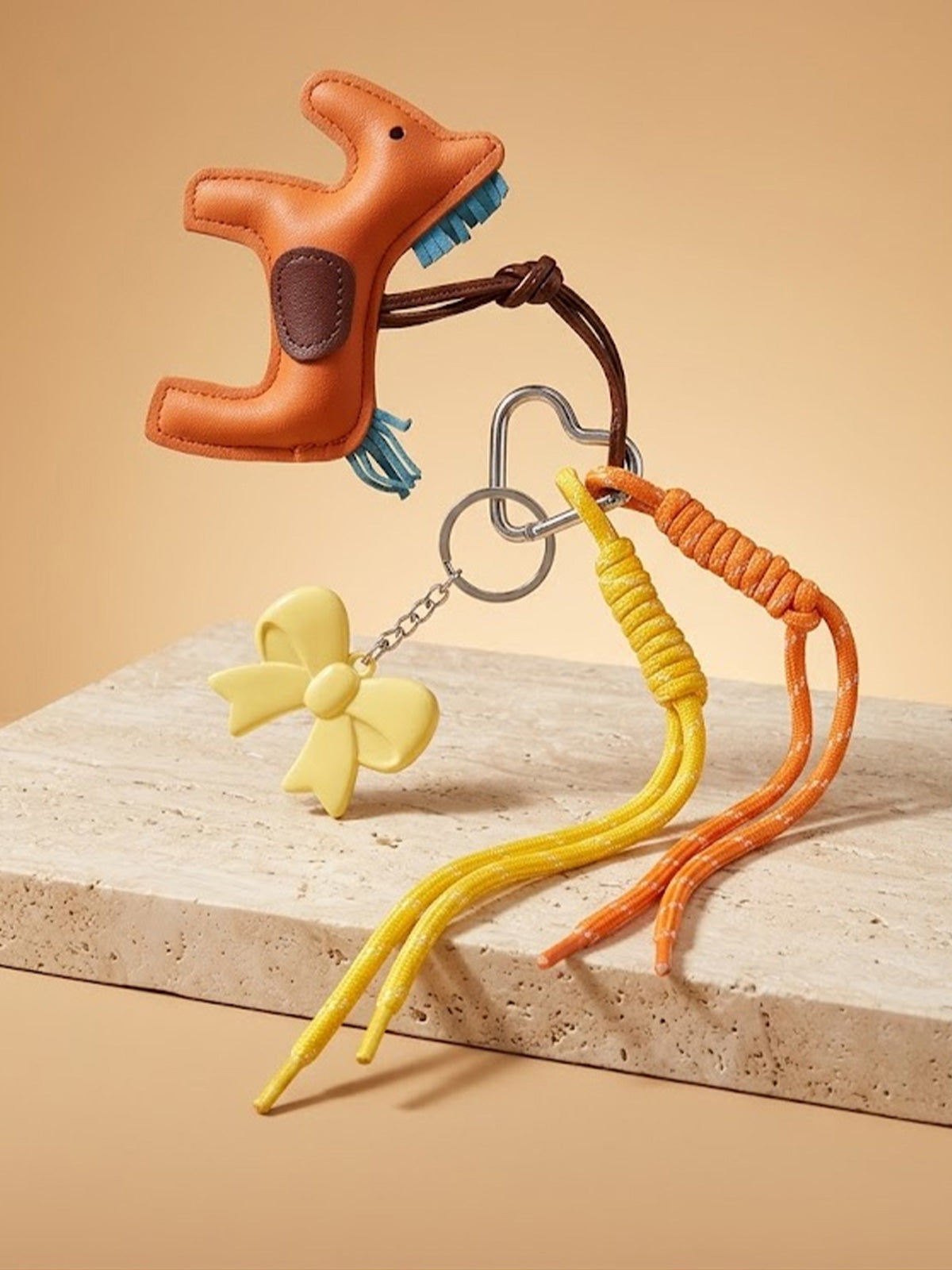 Orange horse figure with yellow flower charm Keychain | KCIN59