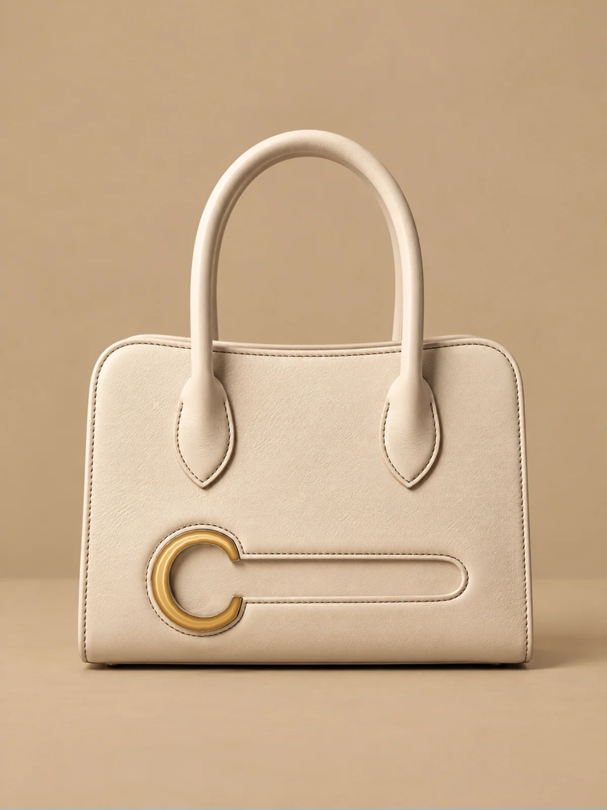 Cream Structured Top-Handle Bag | BAGZZ033
