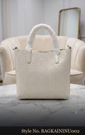 Ivory Textured Tote Bag | BAGKAININU002