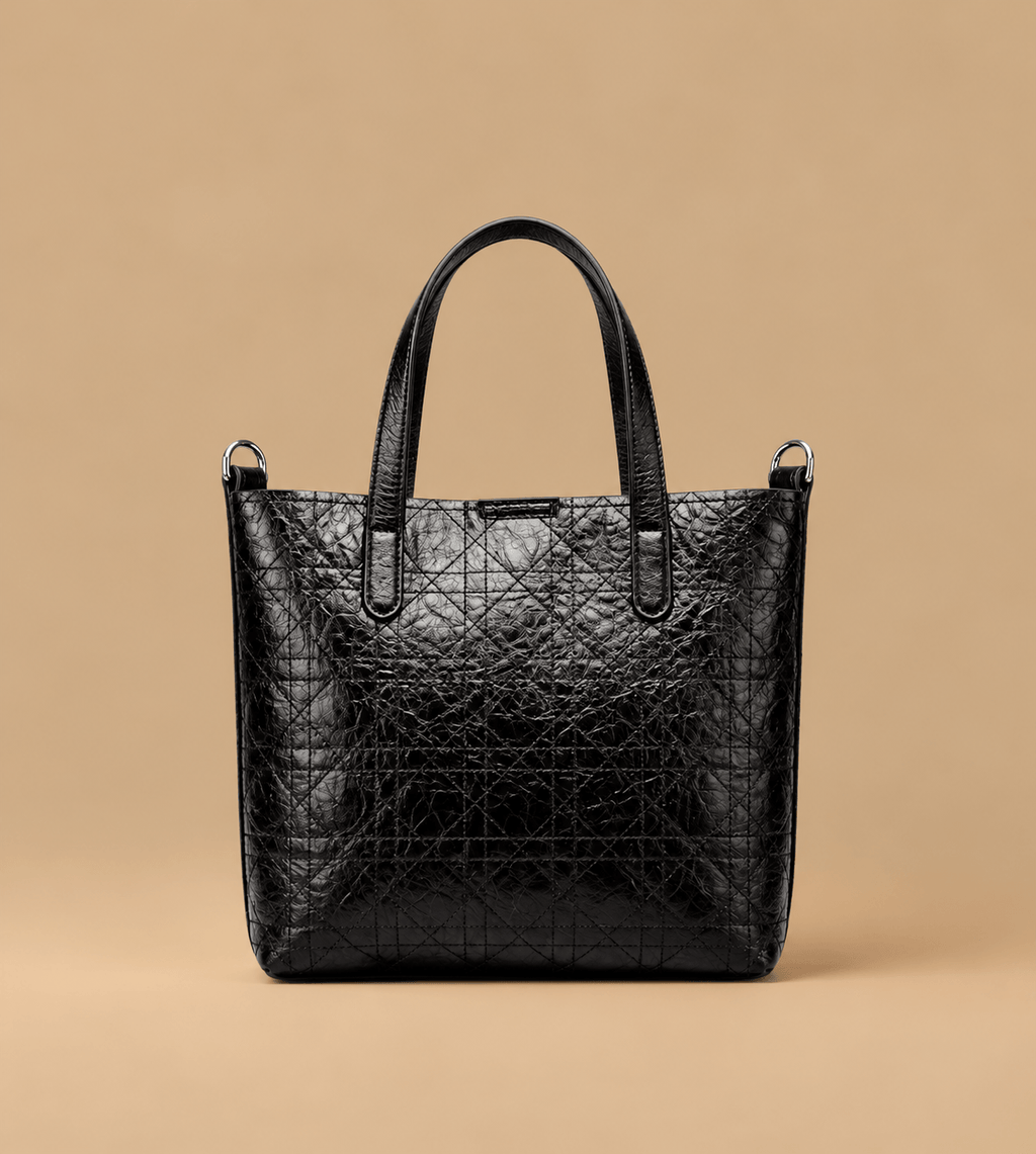 Black Textured Tote Bag | BAGKAININU003