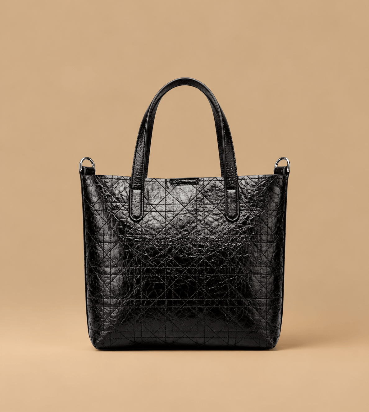 Black Textured Tote Bag | BAGKAININU003