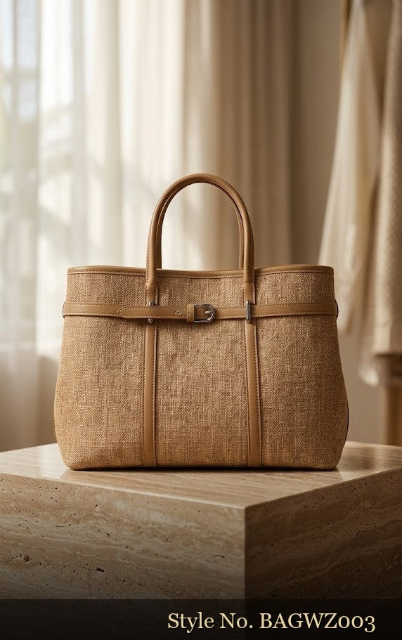 Tan Woven Shopper Tote | BAGWZ003