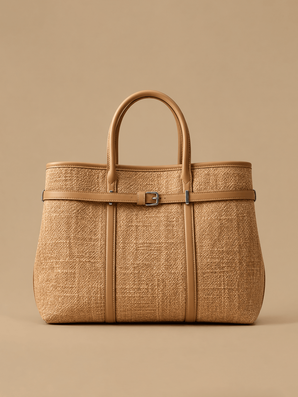 Tan Woven Shopper Tote | BAGWZ003