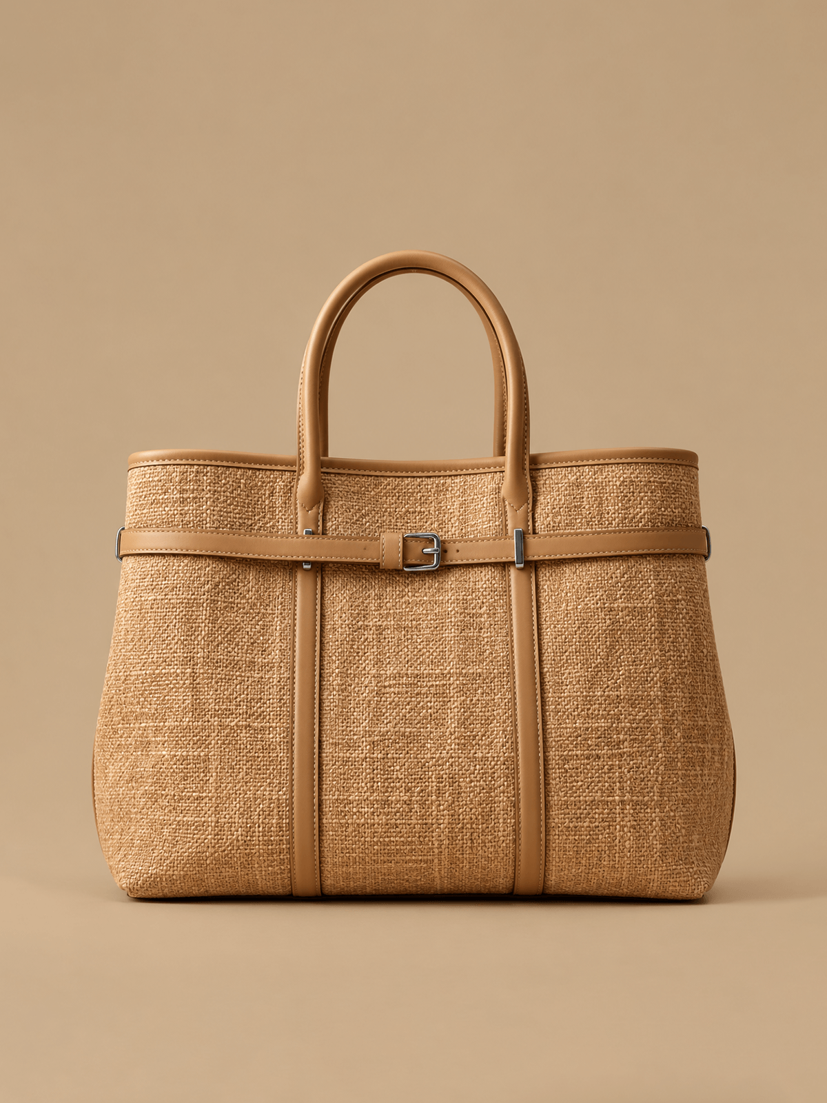 Tan Woven Shopper Tote | BAGWZ003
