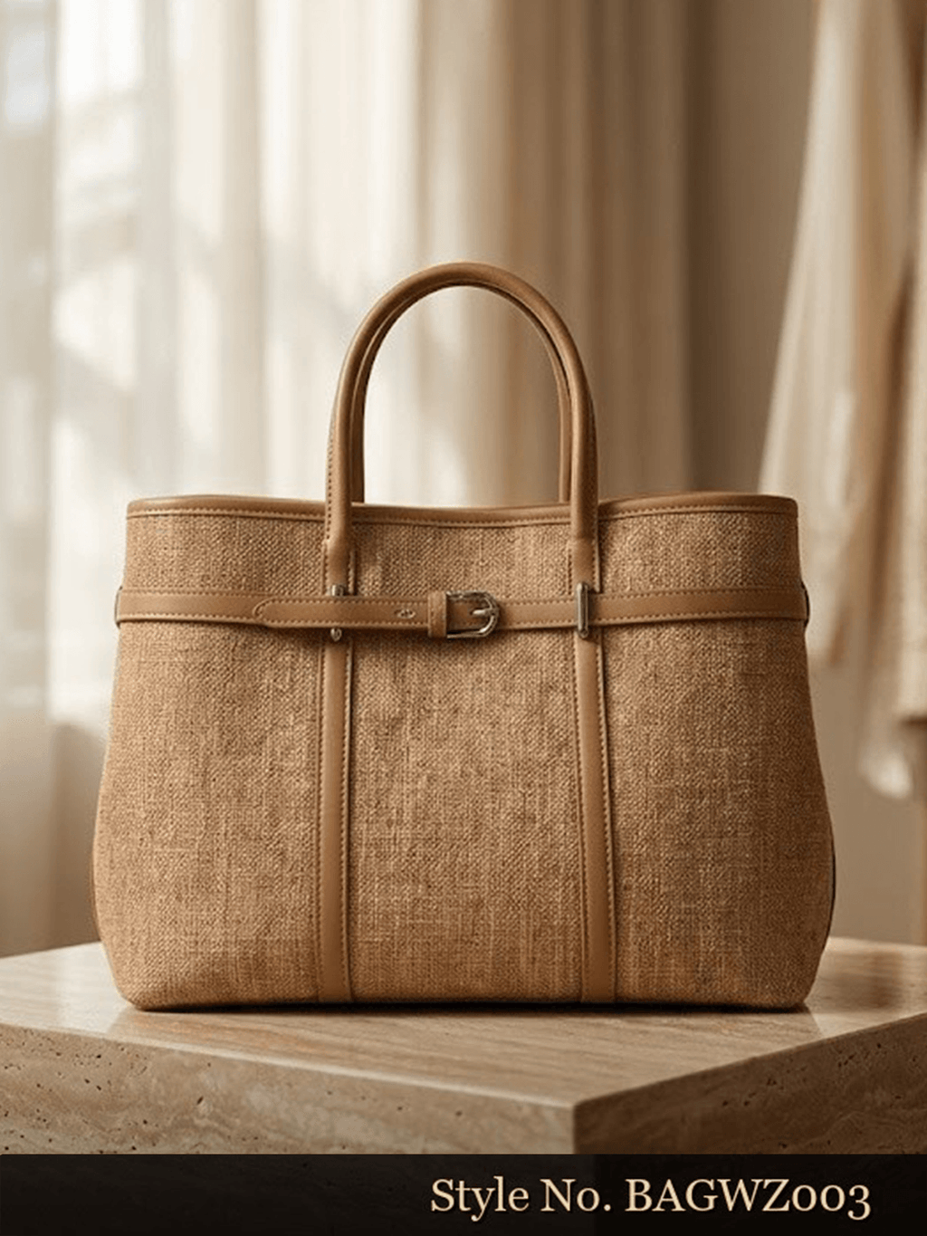 Tan Woven Shopper Tote | BAGWZ003