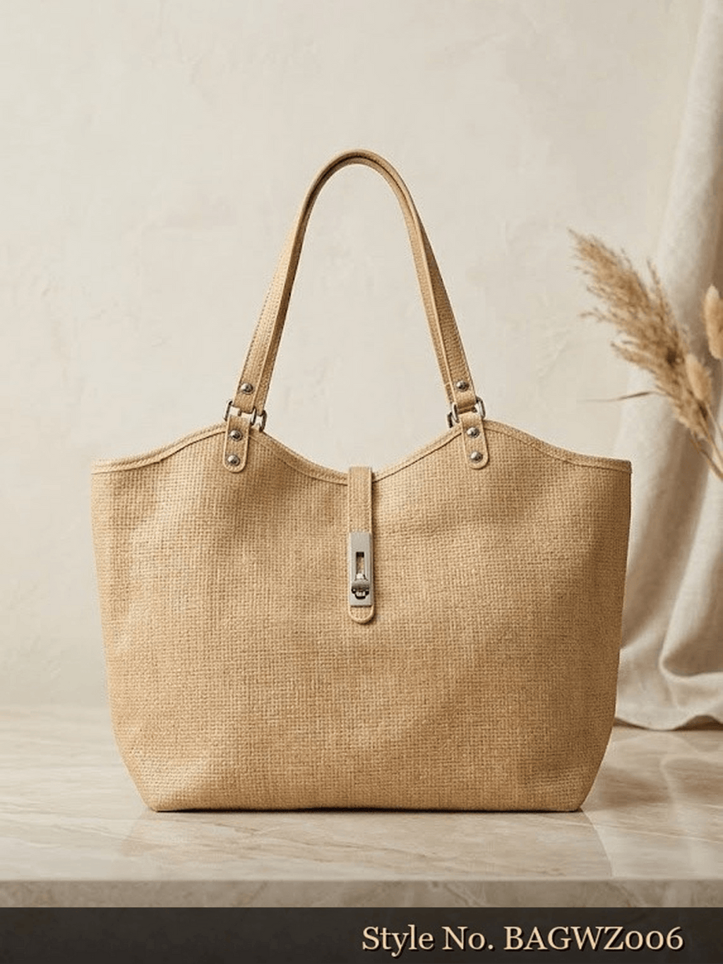 Tan Zip-Top Tote Bag | BAGWZ006