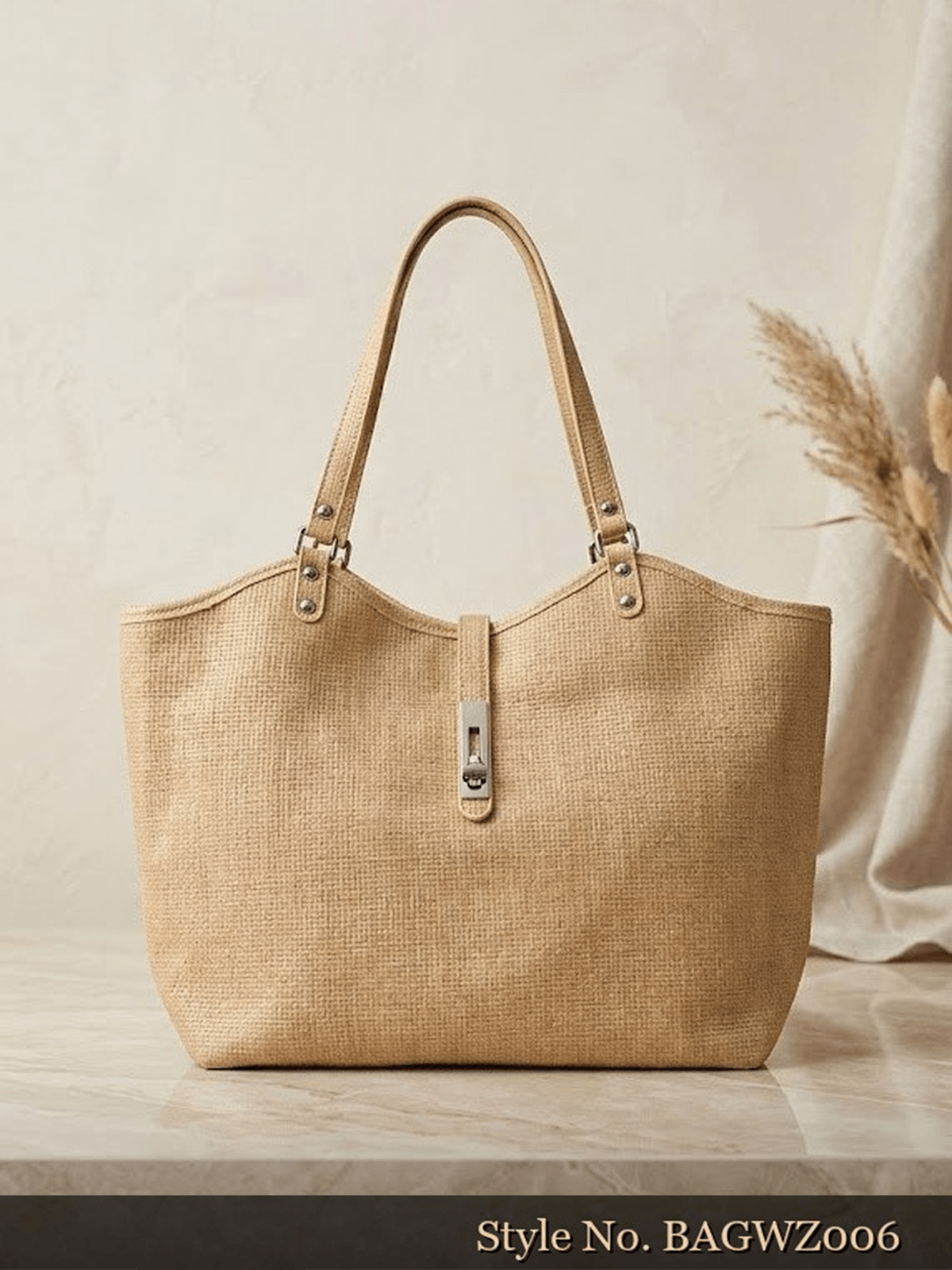 Tan Zip-Top Tote Bag | BAGWZ006