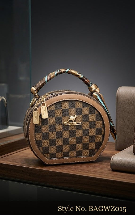 Brown Check-Pattern Mini Bag | BAGWZ015