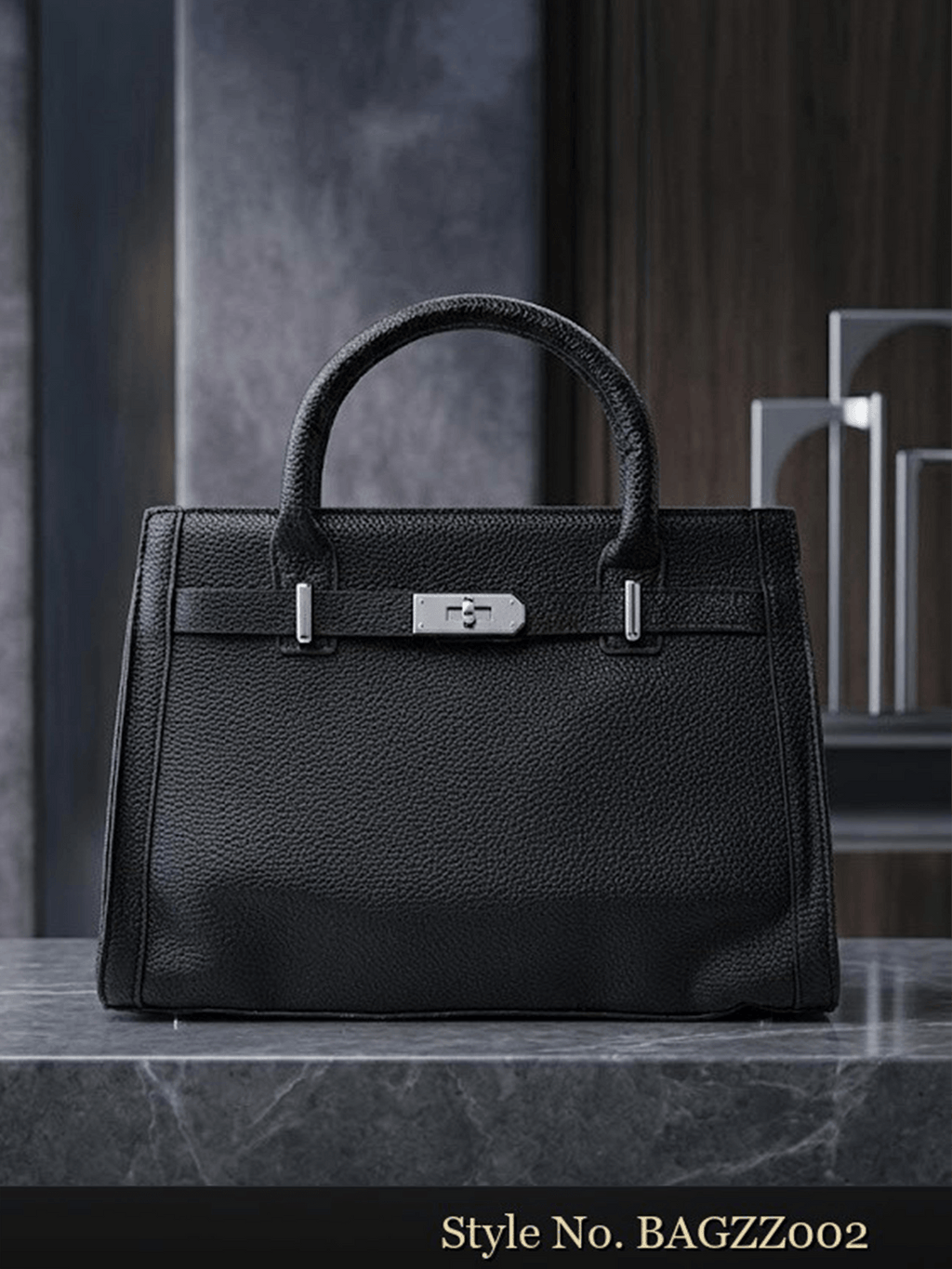 Black Structured Flap Bag | BAGZZ002