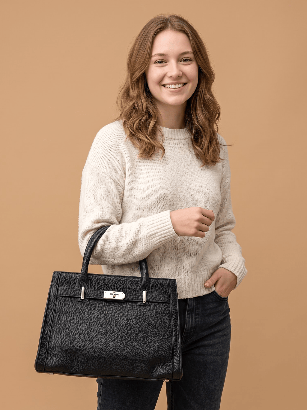 Black Structured Flap Bag | BAGZZ002