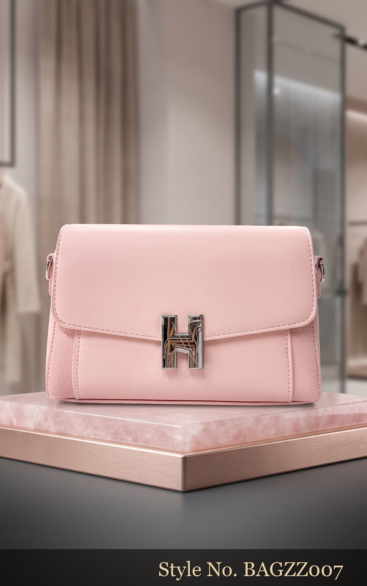 Blush Pink Flap Shoulder Bag | BAGZZ007