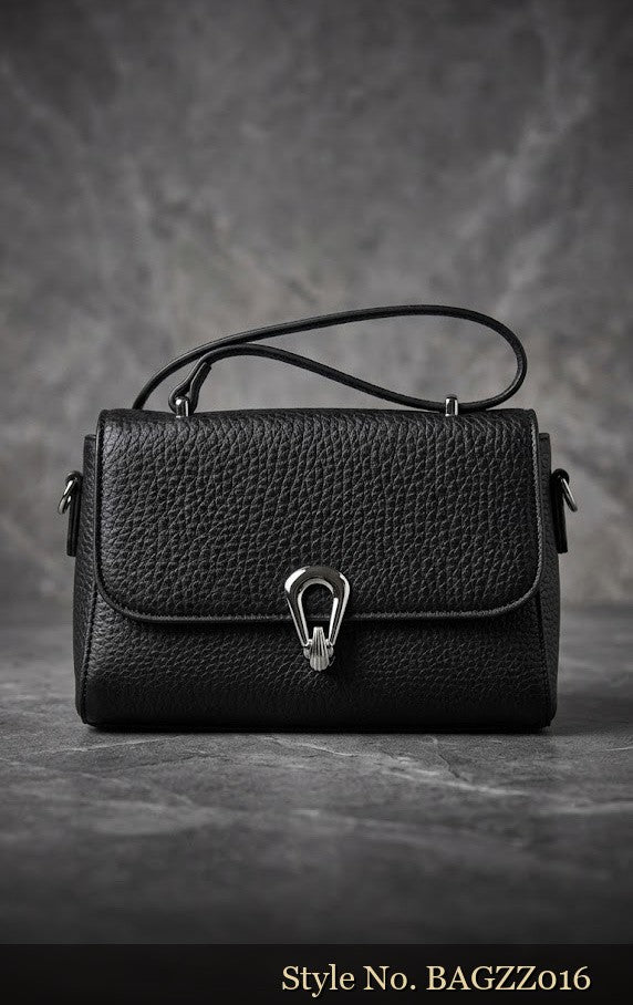 Black Pebble-Texture Flap Bag | BAGZZ016