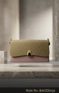 Taupe Glitter-Top Clutch Bag | BAGZZ032