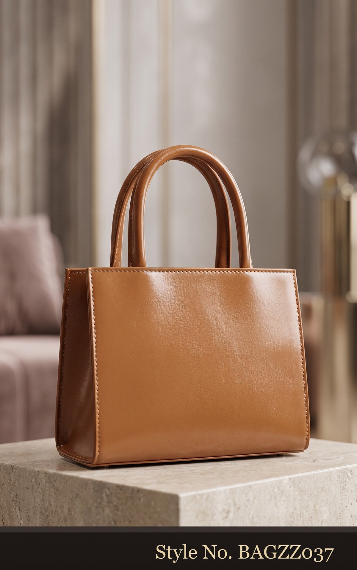 Brown Smooth Top-Handle Bag | BAGZZ037
