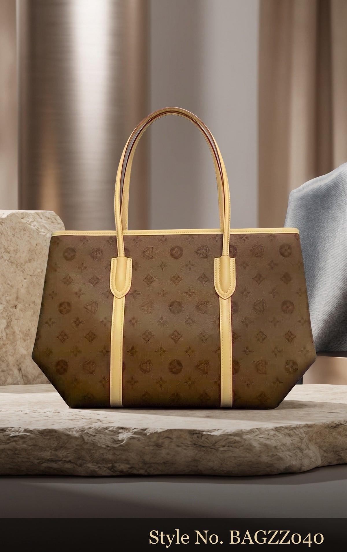 Brown Printed Shopper Tote | BAGZZ040
