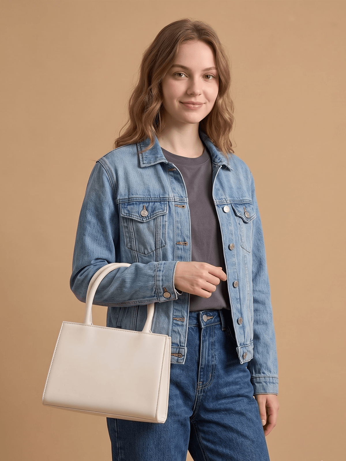 Gray Structured Top-Handle Bag | BAGZZ042