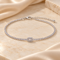 Silver Blue Crystal Station Bracelet | BRCEKAQI001