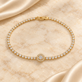 Gold Round Bead Station Bracelet | BRCEKAQI002