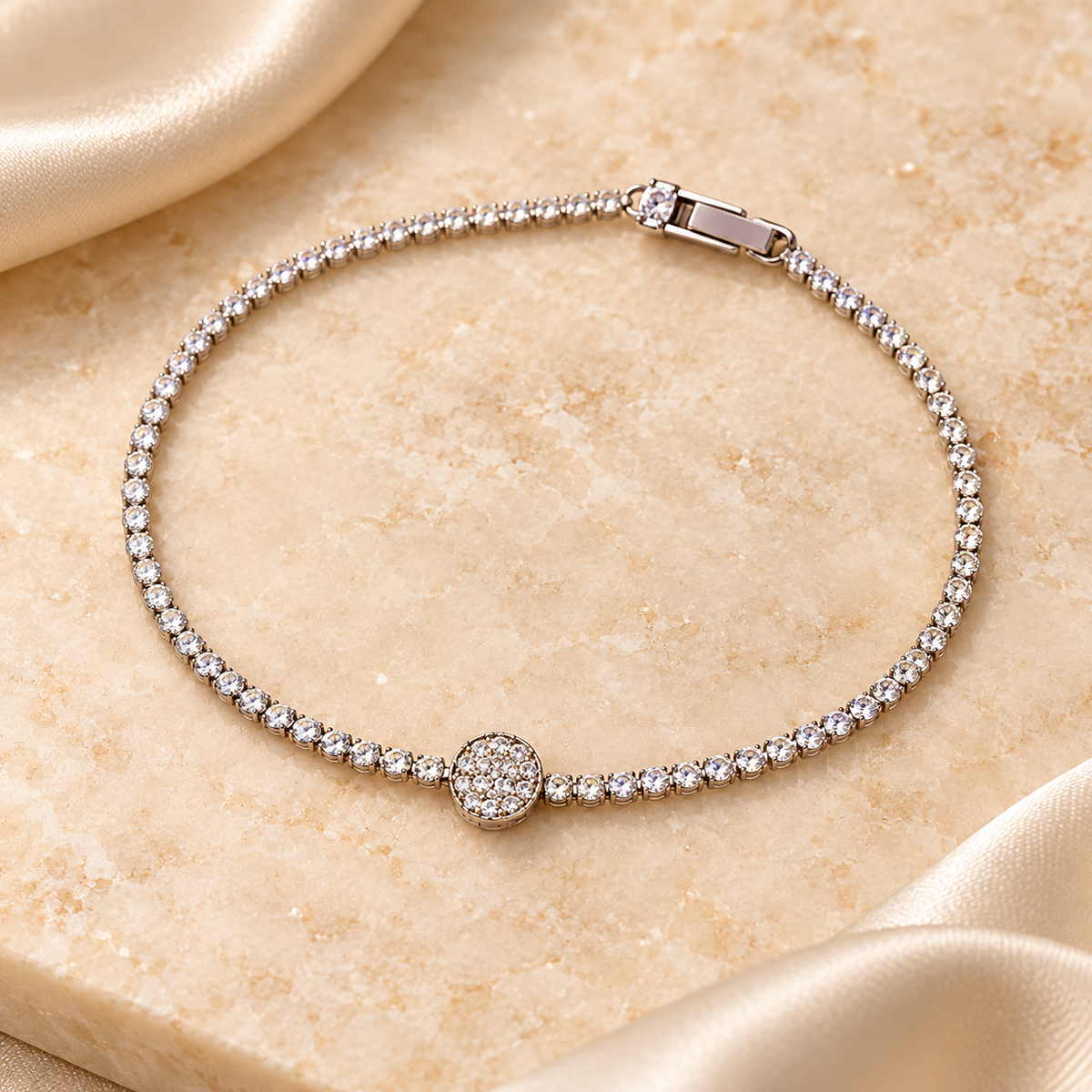 Silver Crystal Bead Bracelet | BRCEKAQI003
