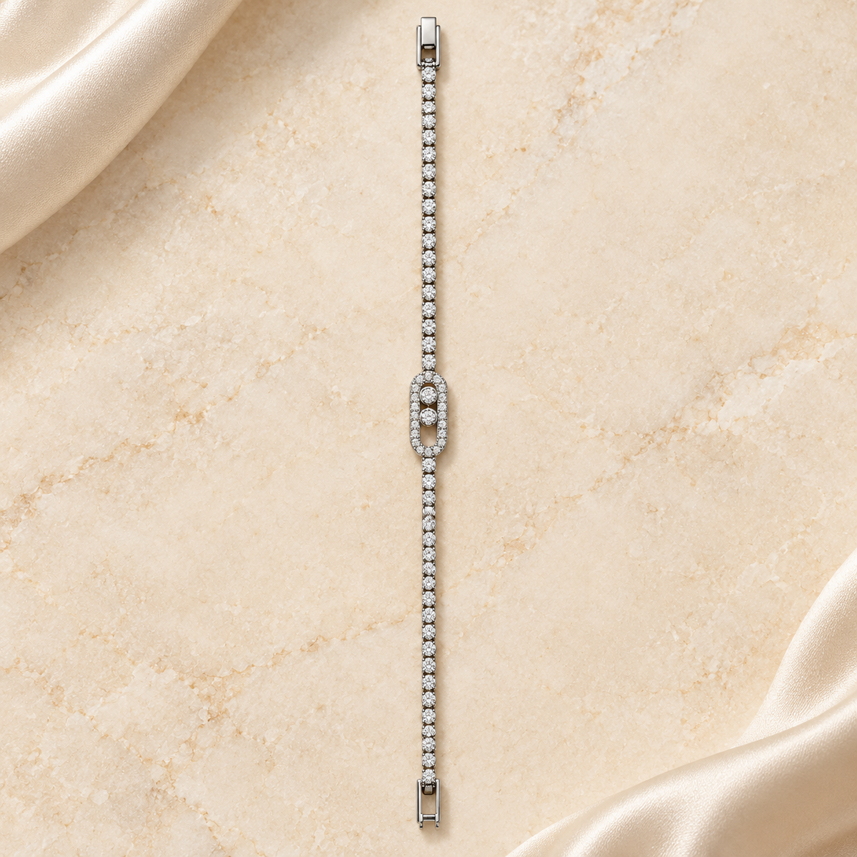 Silver Crystal Accent Chain Bracelet | BRCEKAQI005