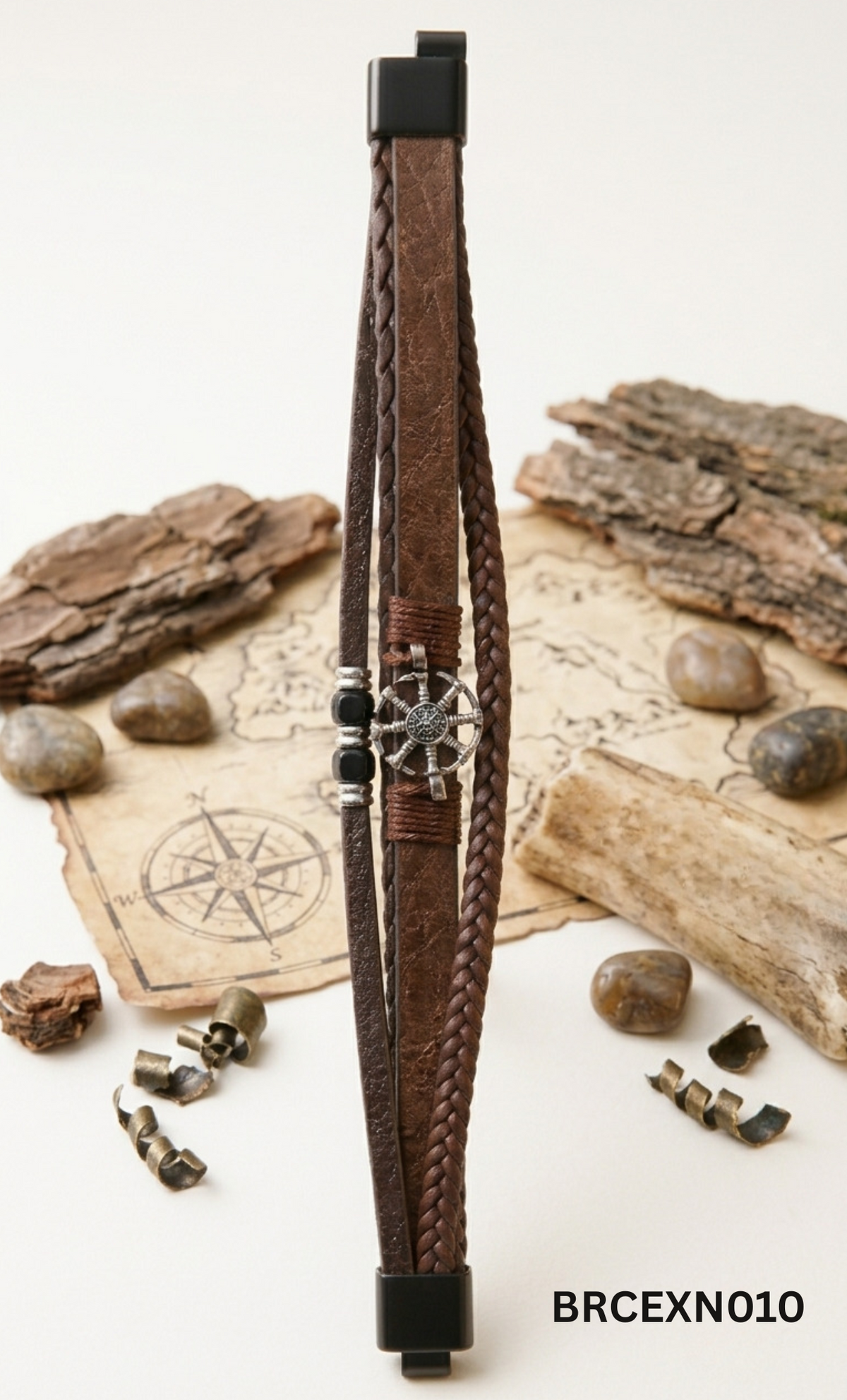 Men’s Brown and Black Bracelet with Star Accent