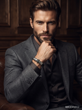 Men’s Black Bracelet with Double-Bar Detail