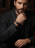 Men’s Braided Bracelet with Silver-Tone Center Plate