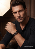 Men’s Brown Bracelet with Sculpted Center Emblem