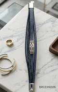 Men’s Black Braided Bracelet with Ornate Metal Bar