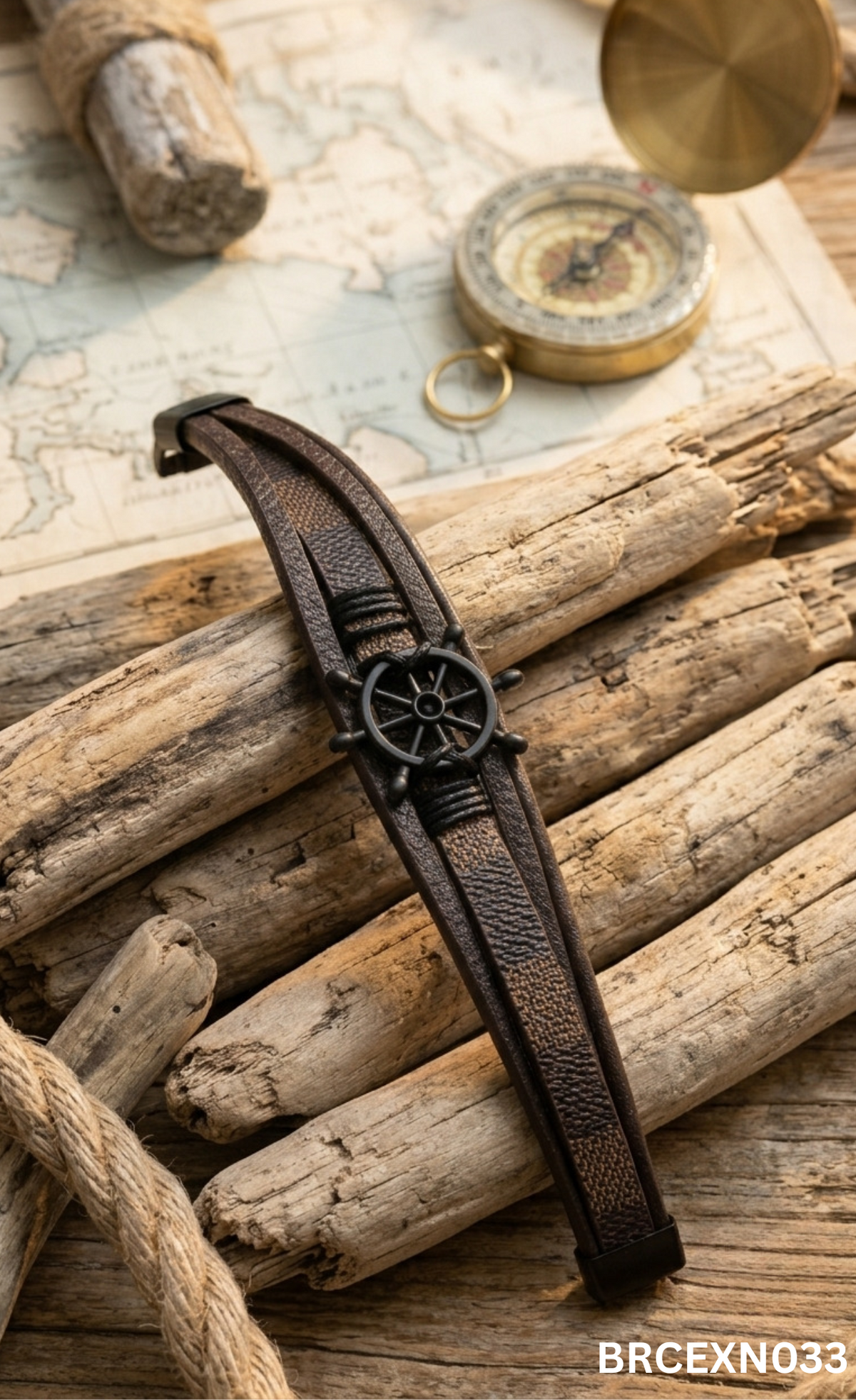 Men’s Black Braided Bracelet with Round Emblem