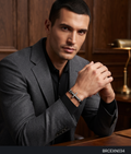 Men’s Black Bracelet with Cross and Bar Details