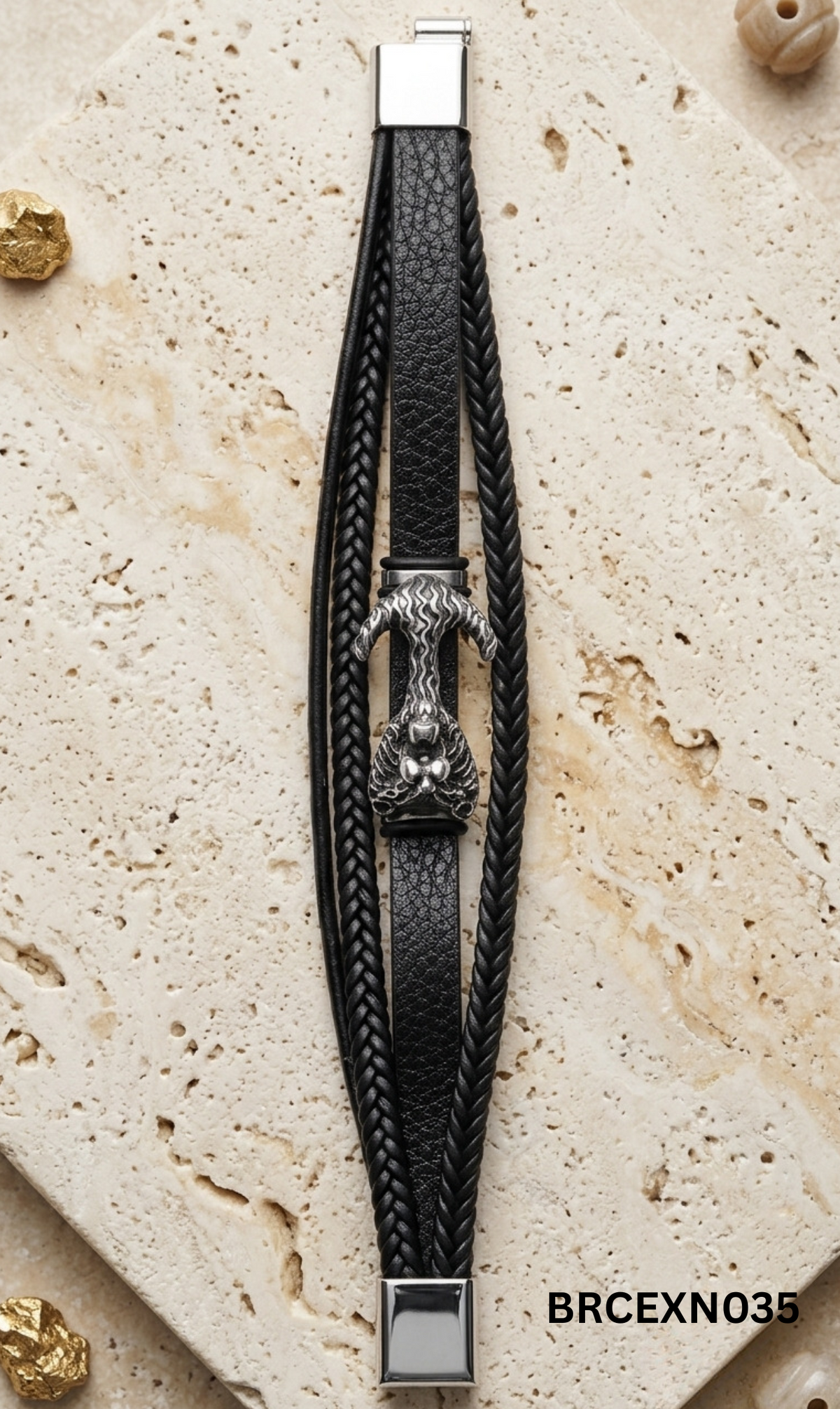 Men’s Braided Bracelet with Decorative Metal Clasp