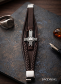 Men’s Brown Braided Bracelet with Center Accent