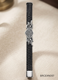Men’s Black Braided Bracelet with Cross Accent