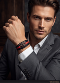 Men’s Black and Red Bracelet with Center Detail