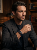 Men’s Minimal Black Bracelet with Double-Line Detail