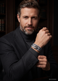 Men’s Black Bracelet with Rectangular Metal Details
