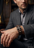 Men’s Brown Bracelet with Center Bar Detail