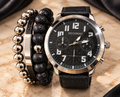 Classic Black Dial Watch and Bracelet Set