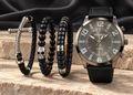 Black Dial Watch with Silver-Tone Bracelet